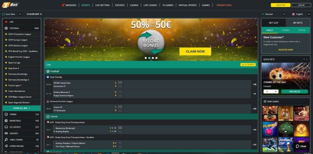 1bet casino desktop view