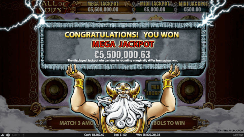 Hall of Gods slot jackpot win