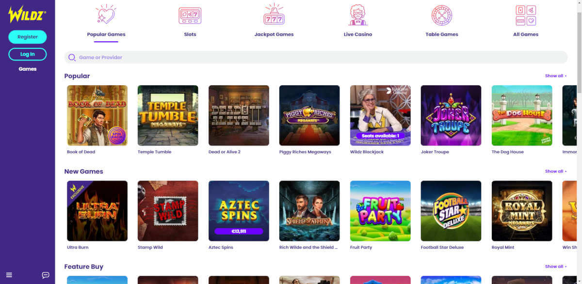 Wildz Casino Games Review