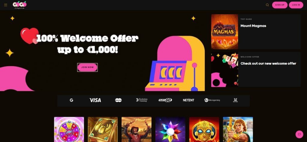 gogo casino desktop view