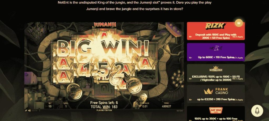 jumanji slot free spins